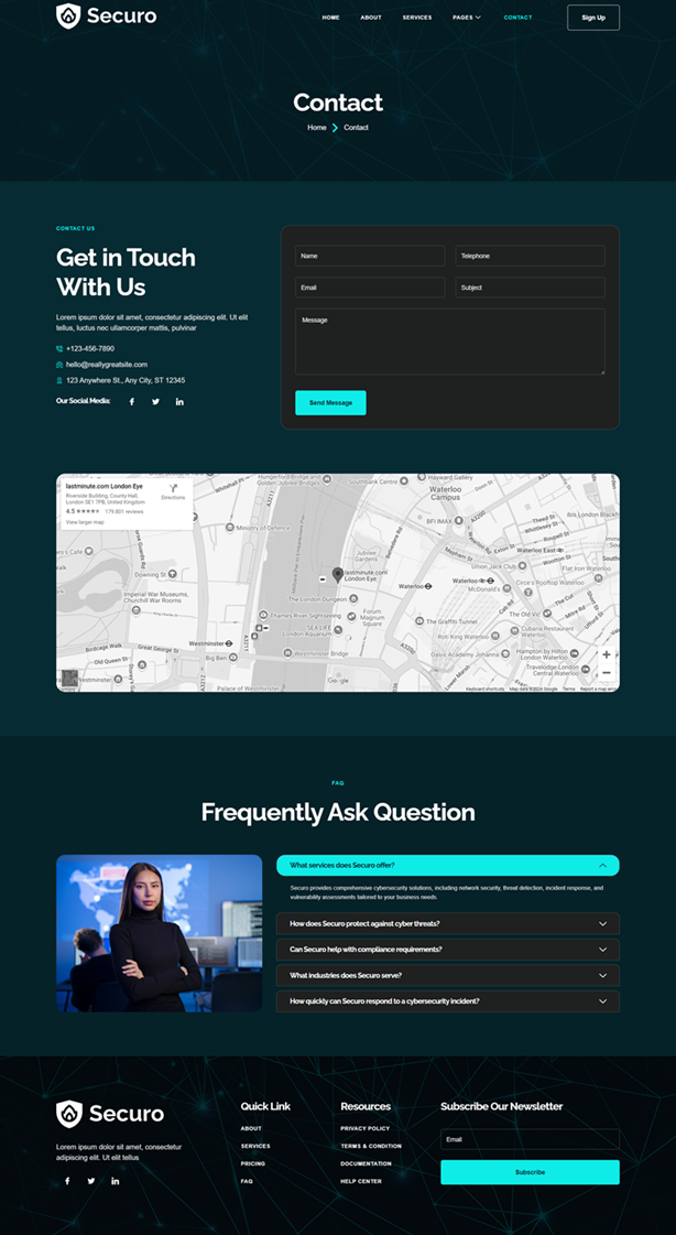 Contact — Securo - Cyber Security Services Elementor Template