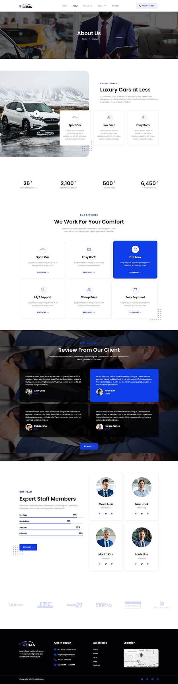 About — Sedan - Car Rental Elementor Template