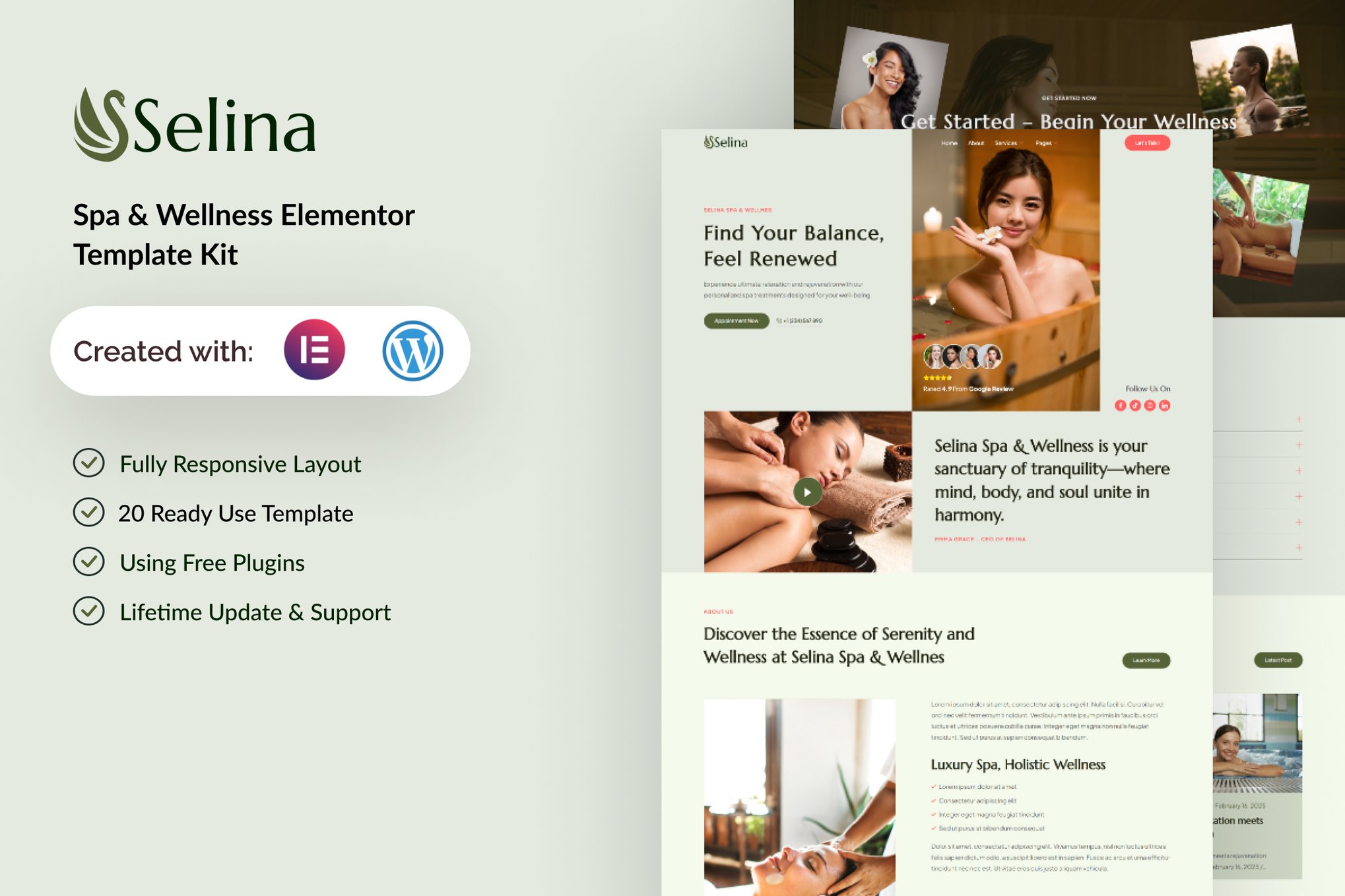 Selina - Spa & Wellness Elementor Template — Elementor template kit cover