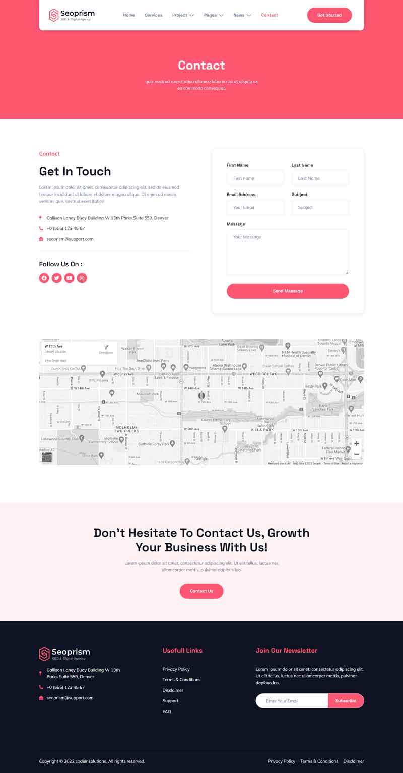 Contact — Seoprism - SEO & Digital Agency Elementor Template