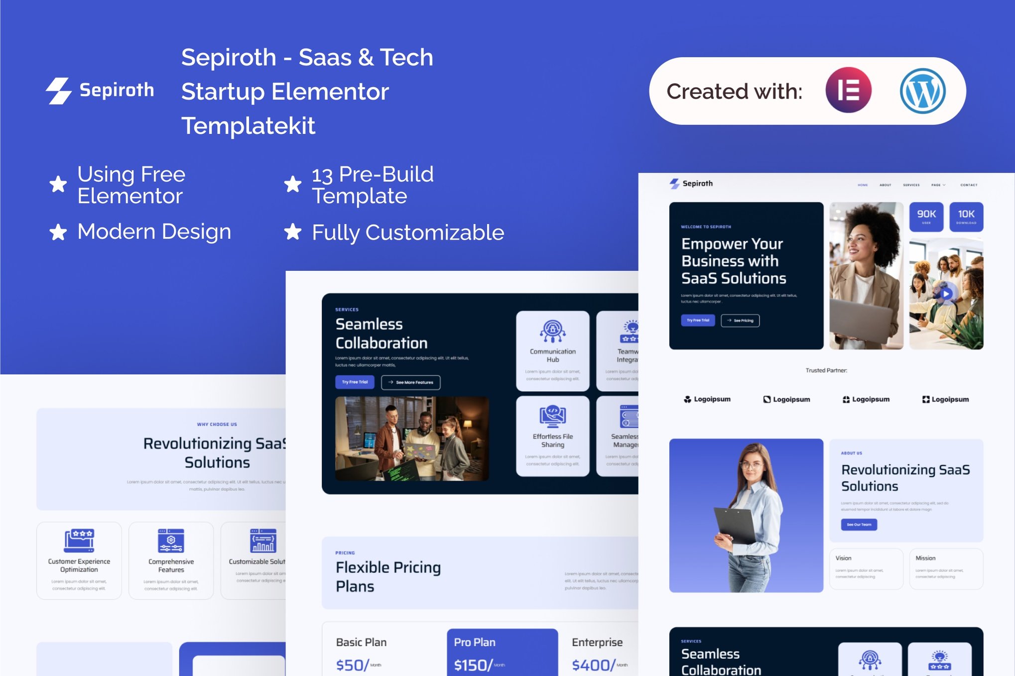 Sepiroth - Saas & Tech Startup Elementor Template — Elementor template kit cover