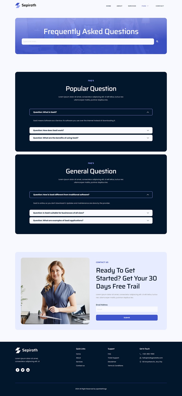 Faq — Sepiroth - Saas & Tech Startup Elementor Template