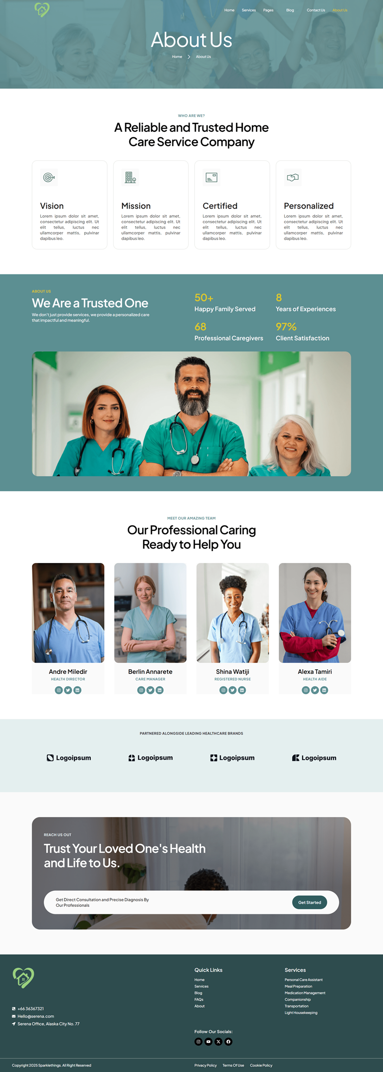 About Us — Serena – Home Care Services Elementor Template