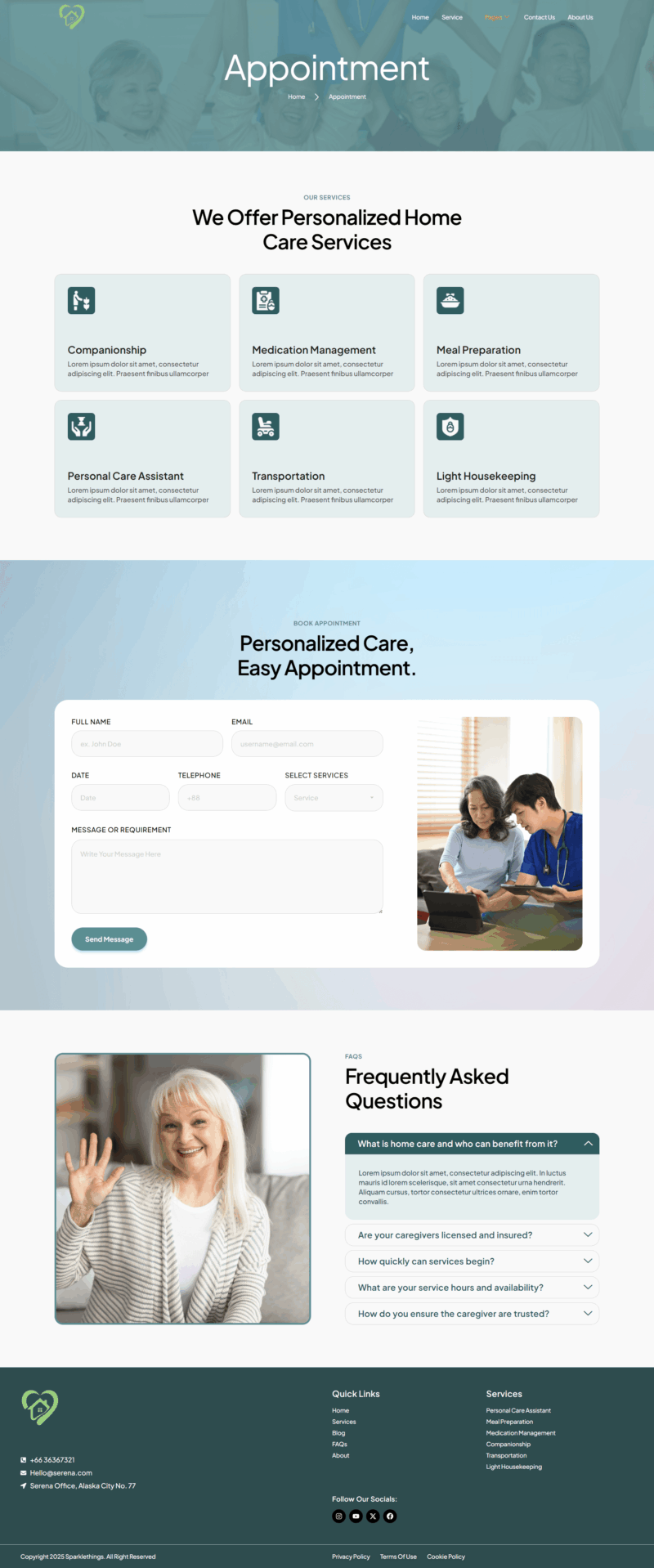 Appointment — Serena – Home Care Services Elementor Template
