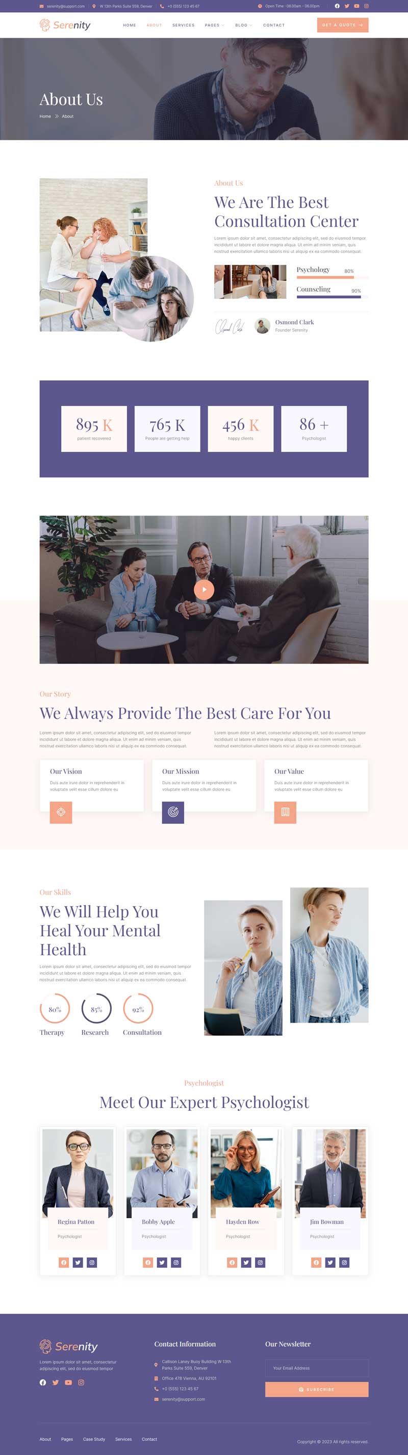 About — Serenity - Psychology & Counseling Elementor Template