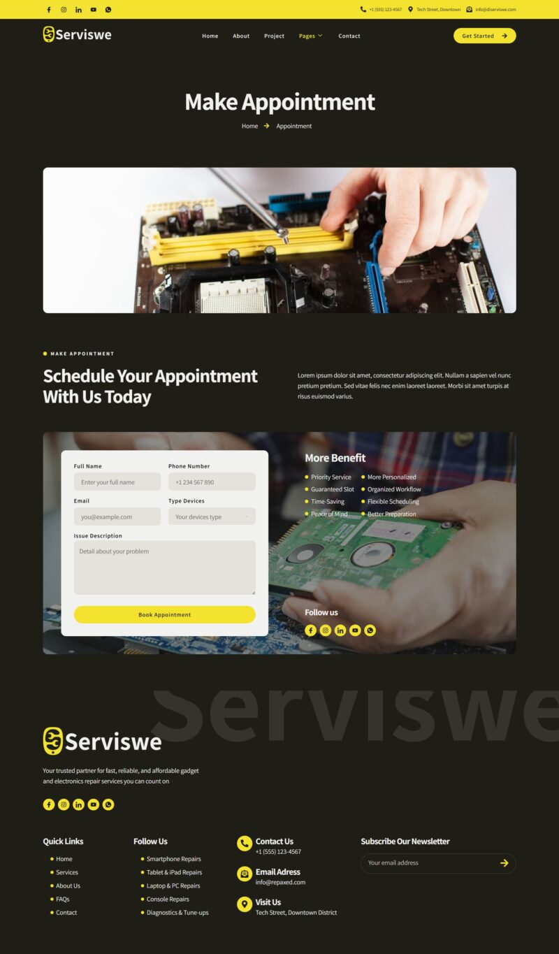 Appointment — Serviswe - Gadget & Electronic Repair Service Elementor Template