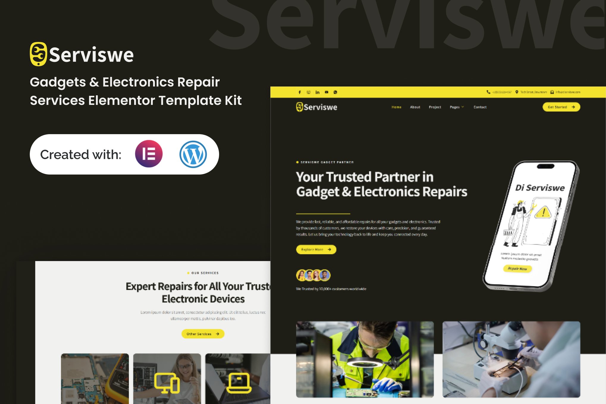 Serviswe - Gadget & Electronic Repair Service Elementor Template — Elementor template kit cover