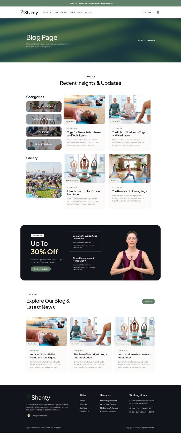 Blog Page — Shanty - Yoga & Meditation Elementor Template