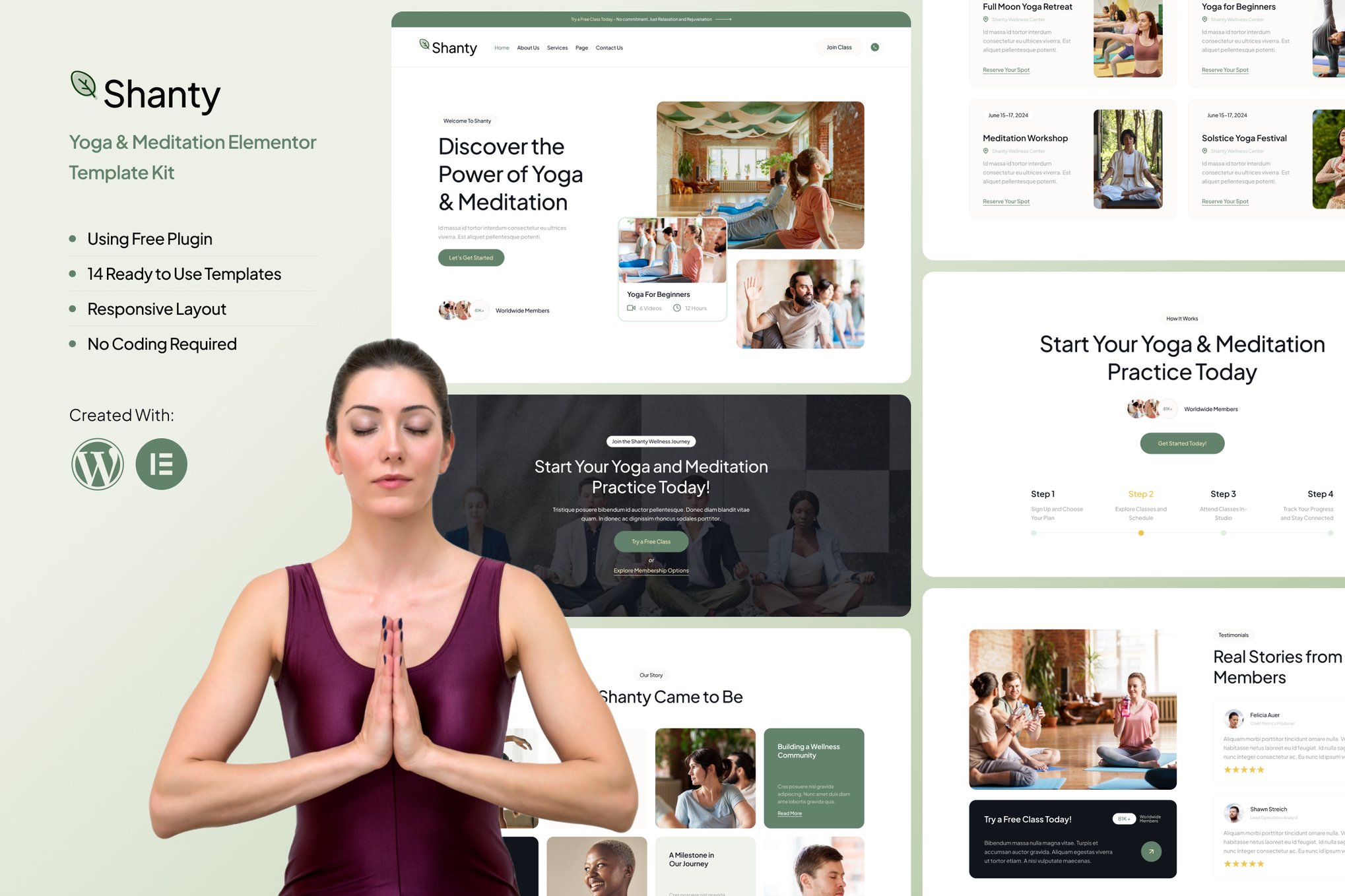 Shanty - Yoga & Meditation Elementor Template — Elementor template kit cover
