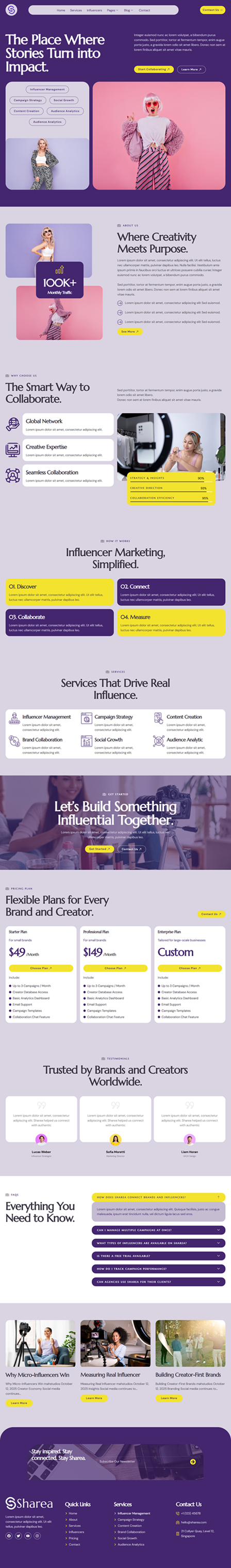 Home — Sharea - Influencer Marketing Agency Elementor Template