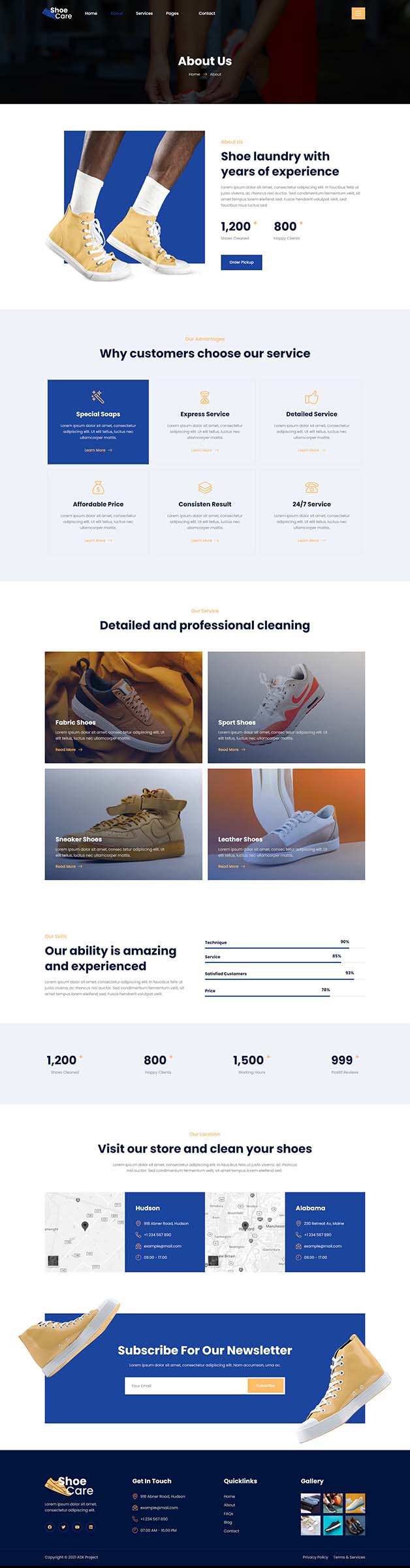 About — Shoecare - Shoe Laundry Service Elementor Template