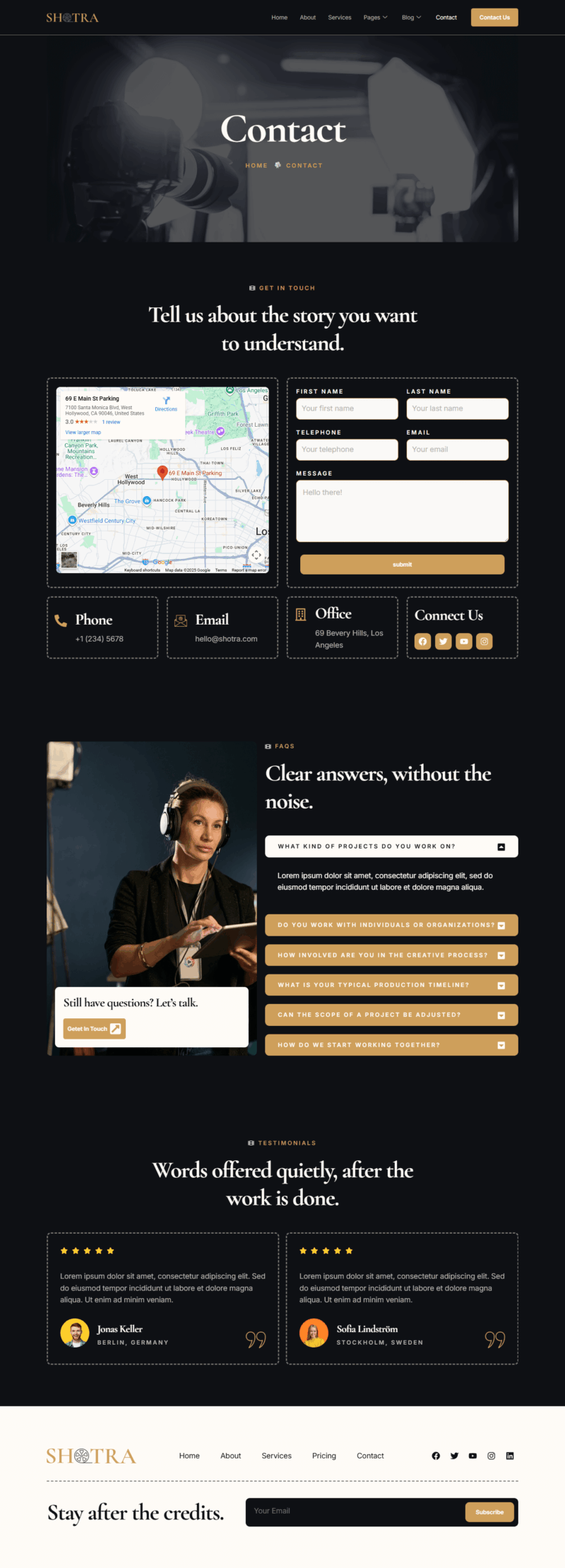 Contact — Shotra - Film, Movie & Video Production Elementor Template