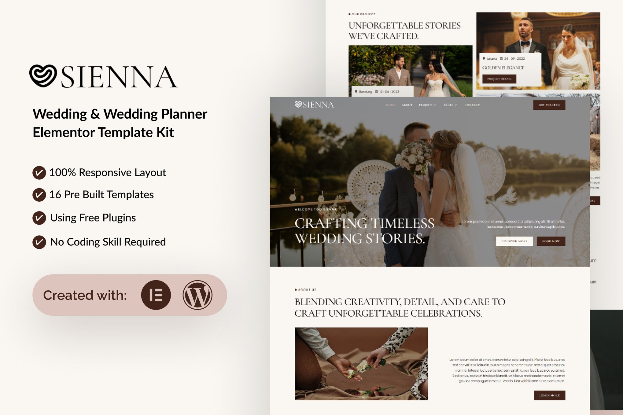 Sienna - Wedding Planner Elementor Template — Elementor template kit cover