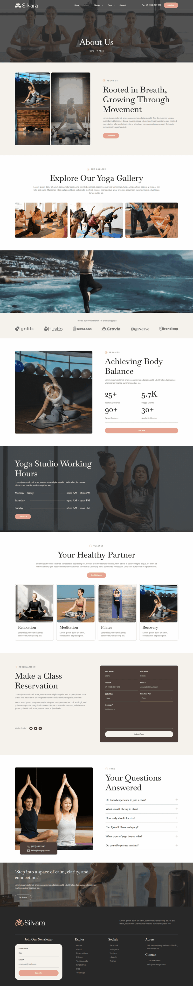 About Us — Silvara - Yoga Studio & Fitness Elementor Template