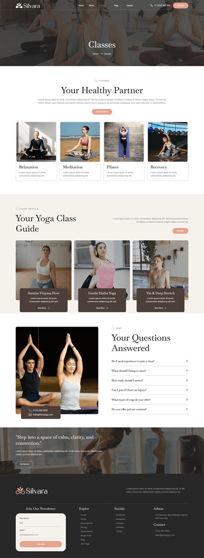 Class Details — Silvara - Yoga Studio & Fitness Elementor Template