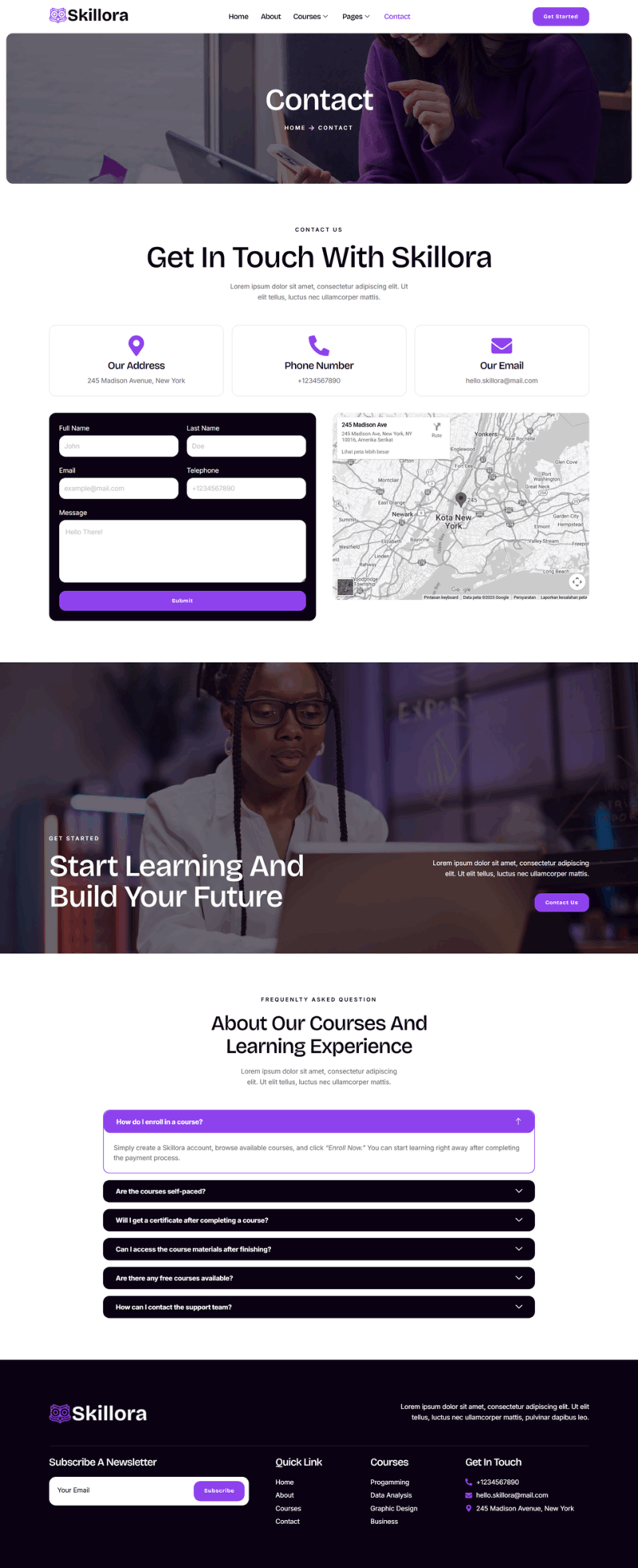 Contact — Skillora - Online Course & Edication Gateway Elementor Template