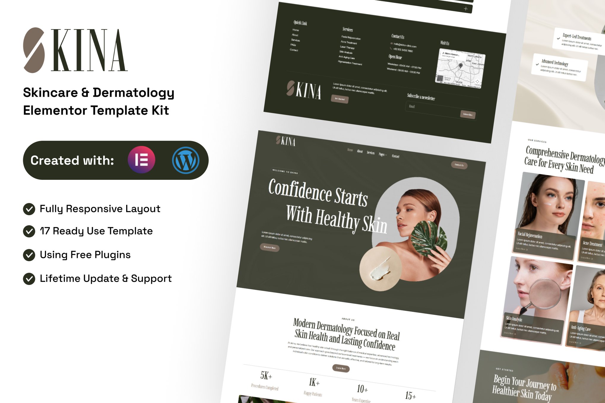 Skina - Skincare & Dermatology Elementor Template — Elementor template kit cover