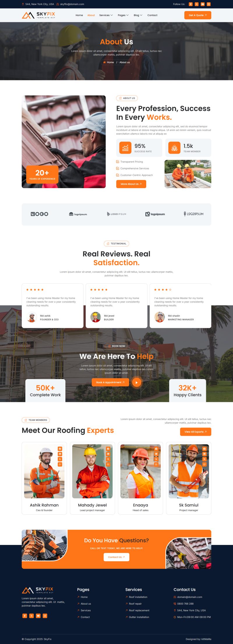 About — SkyFix - Roofing Services Elementor Template