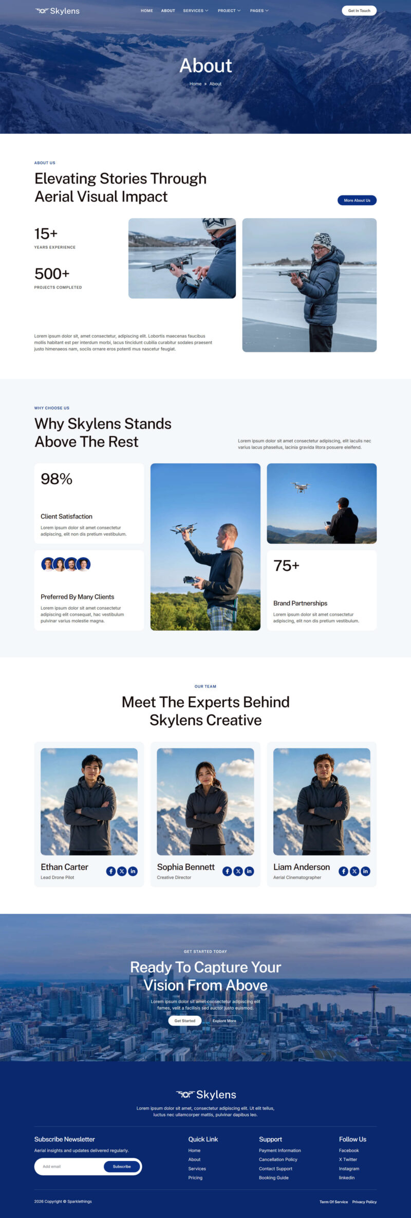 About — Skylens - Drone Aerial Video & Photography Elementor Template
