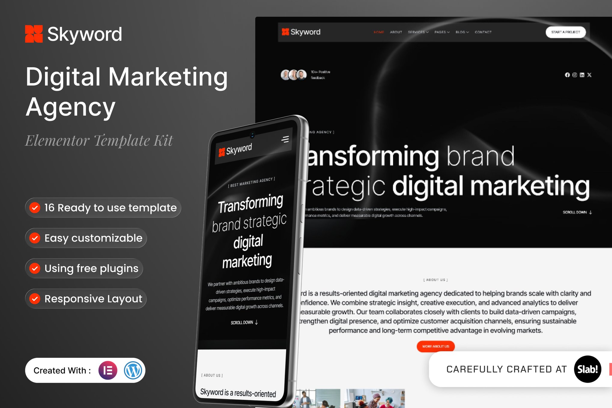 Skyword - Digital Marketing Agency Elementor Template — Elementor template kit cover