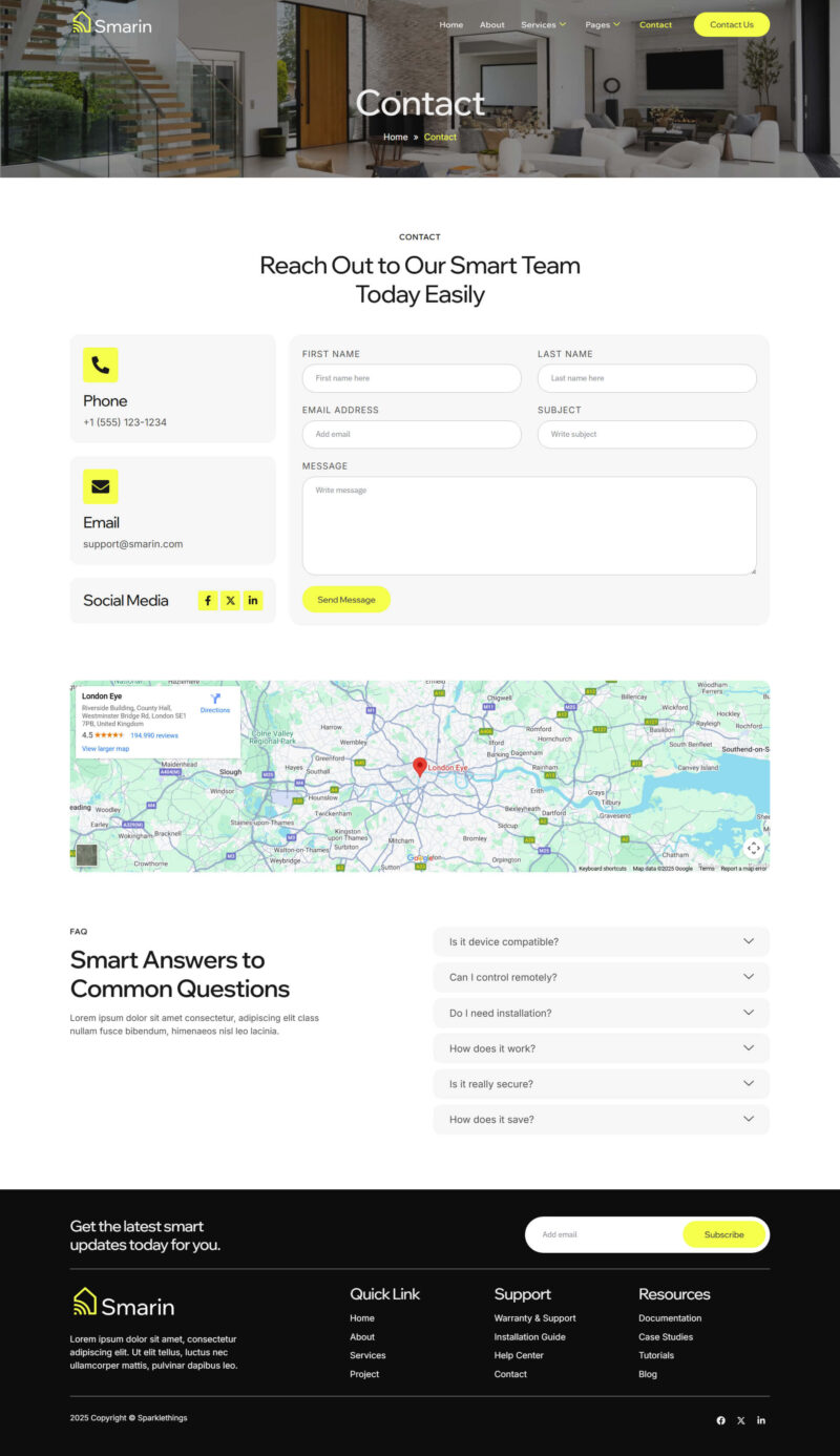 Contact — Smarin - Smart Home Automation Elementor Template