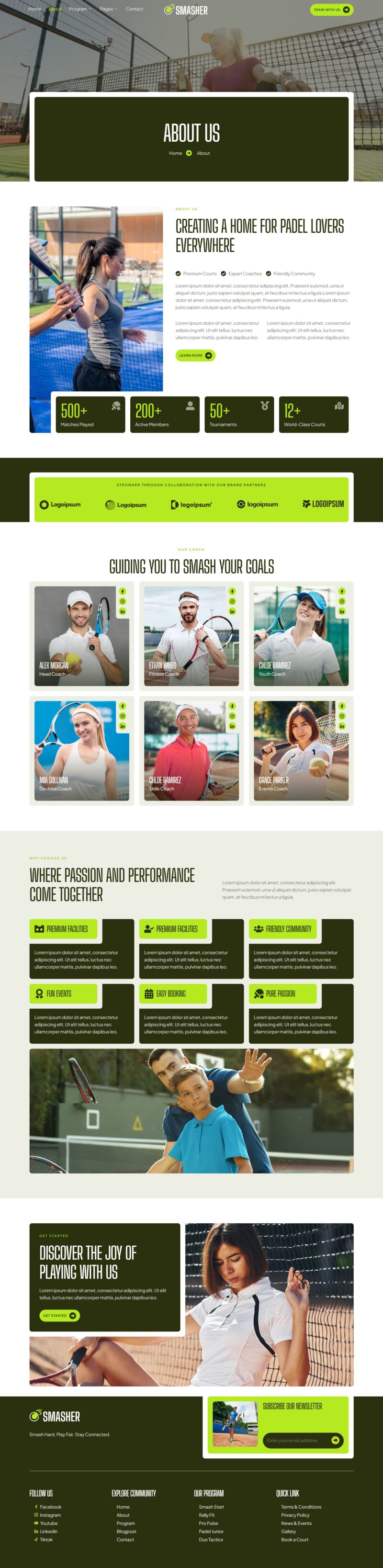 About — Smasher - Padel Tennis Community Elementor Template