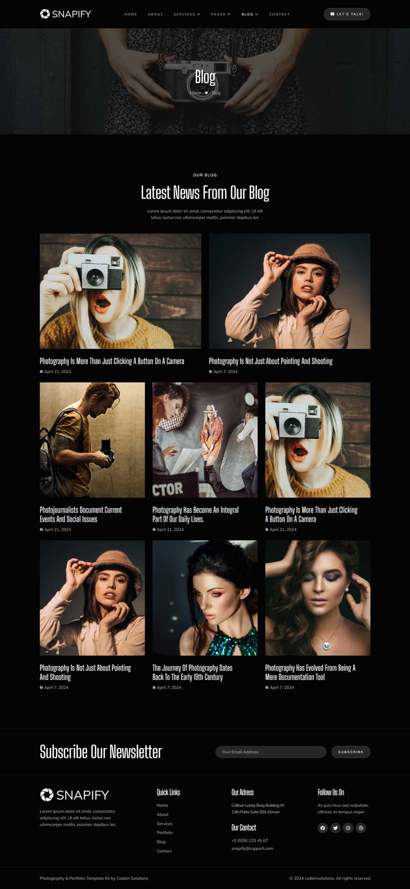 Blog — Snapify - Photography & Portfolio Elementor Template