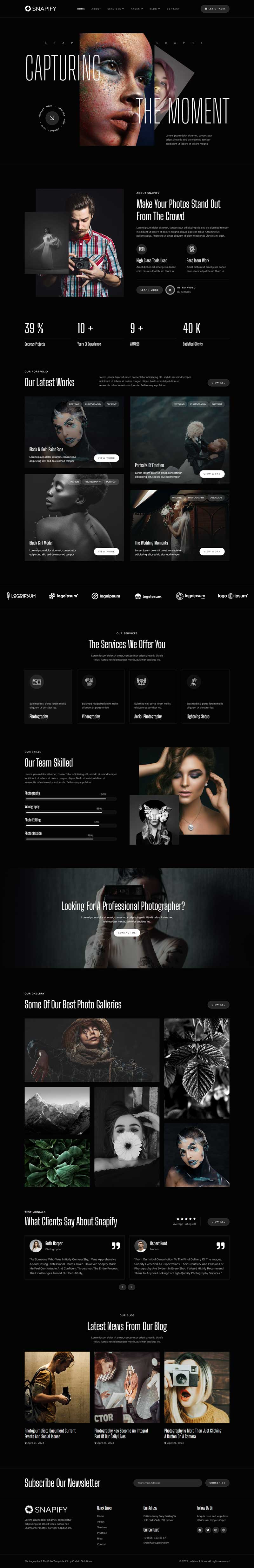 Home — Snapify - Photography & Portfolio Elementor Template