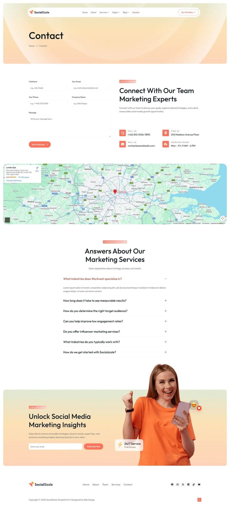 Contact — Socialsizzle - Social Media Marketing Agency Elementor Template