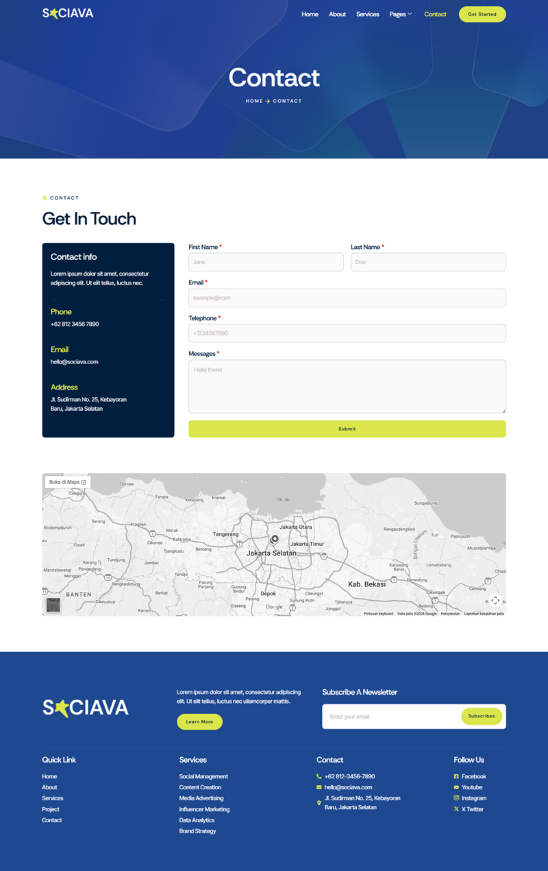 Contact — Sociava - Social Media Marketing Agency Elementor Template