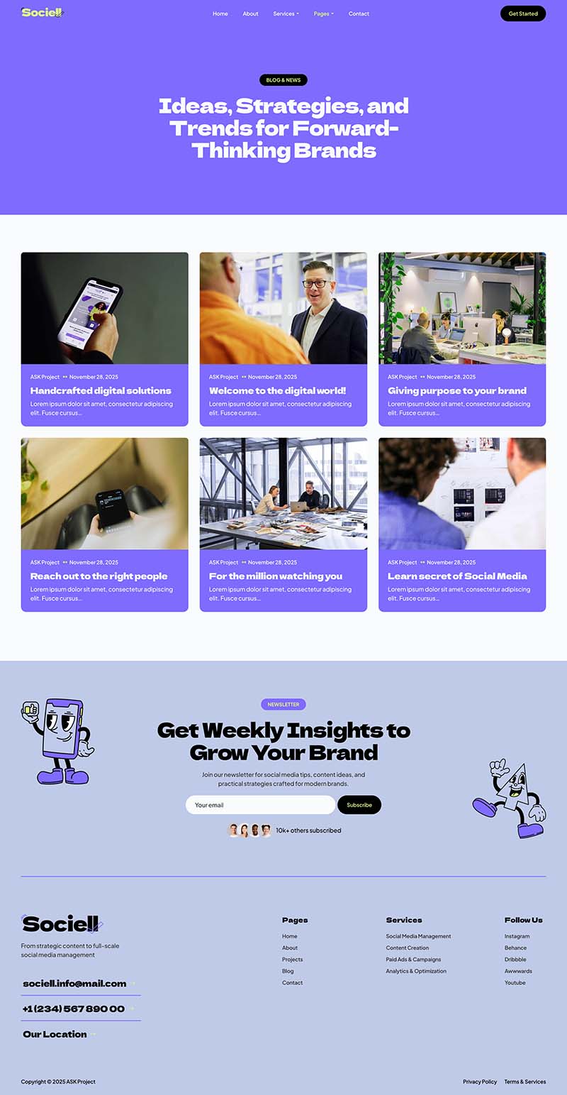 Blog — Sociell - Social Media Marketing Agency Elementor Template