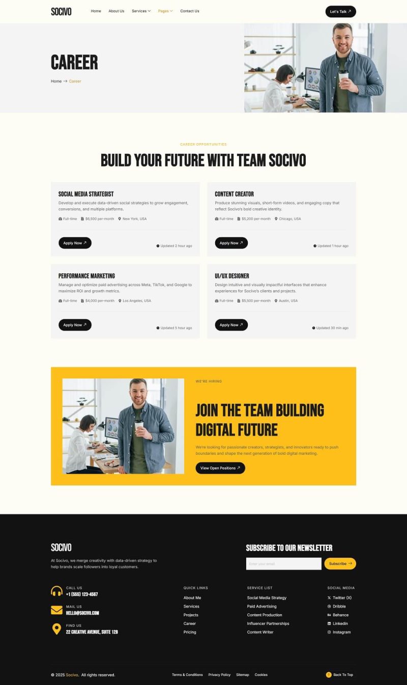 Career — Socivo - Social Media Marketing Agency Elementor Template