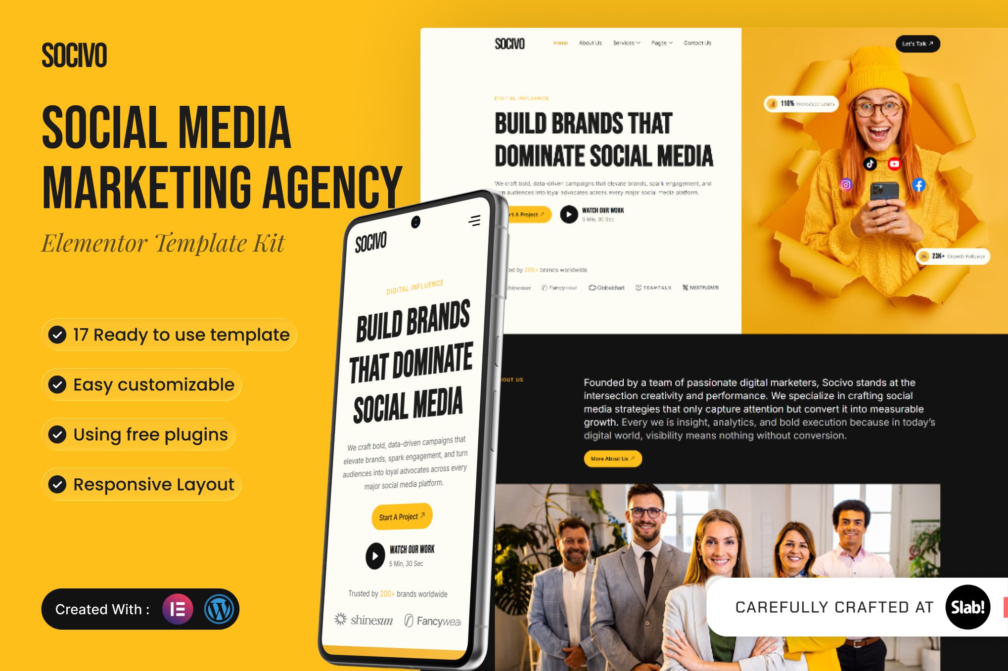 Socivo - Social Media Marketing Agency Elementor Template — Elementor template kit cover
