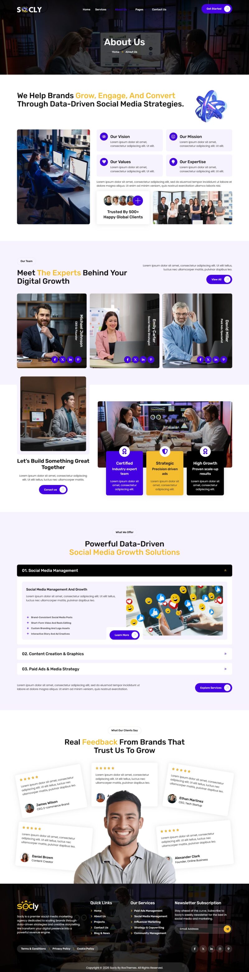 About Us — Socly - Social Media Marketing Agency Elementor Template
