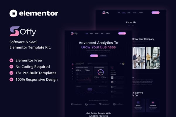 Soffy - Software & SaaS Elementor Template — Elementor template kit cover