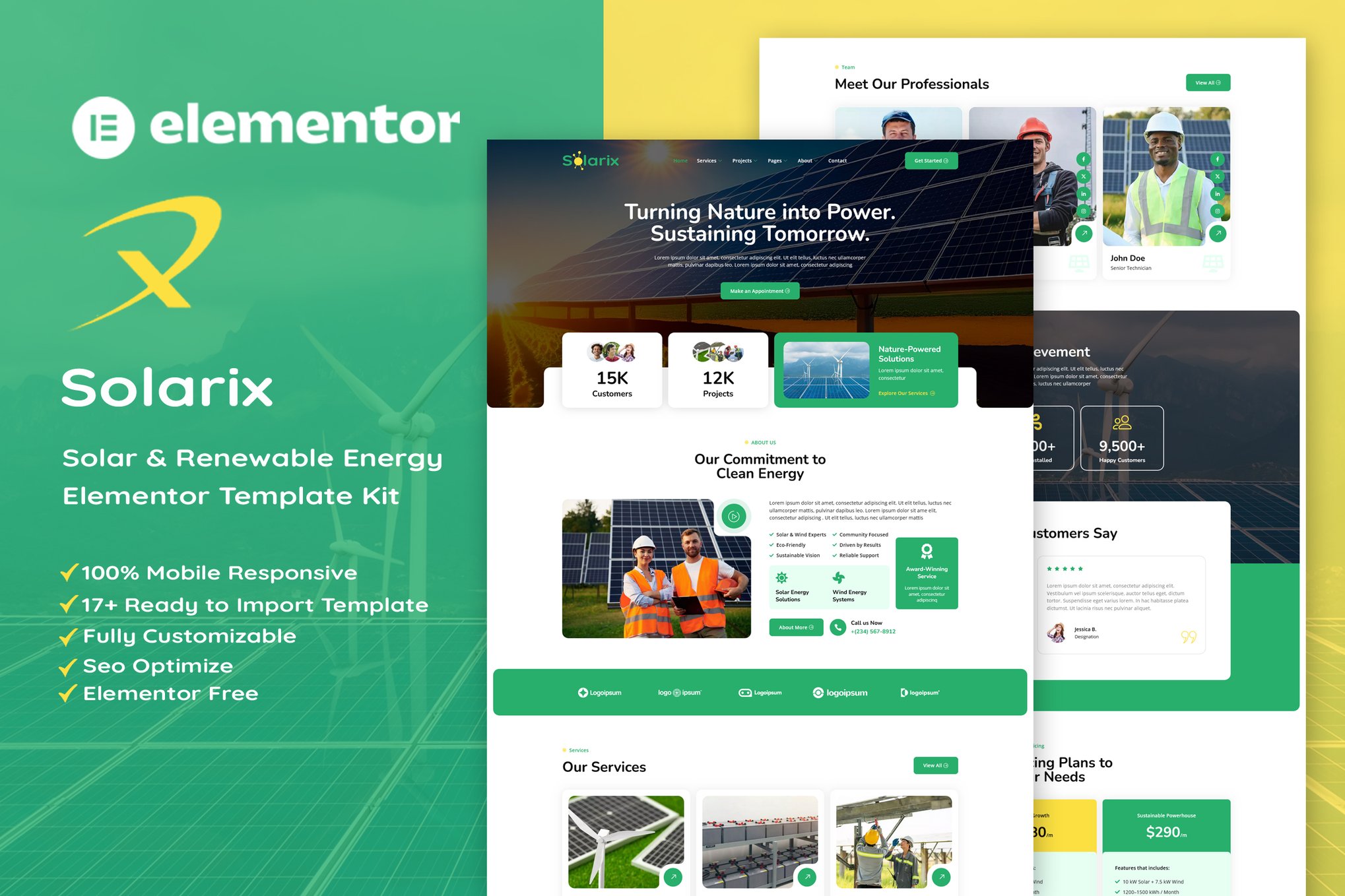Solarix - Solar & Renewable Energy Elementor Template — Elementor template kit cover