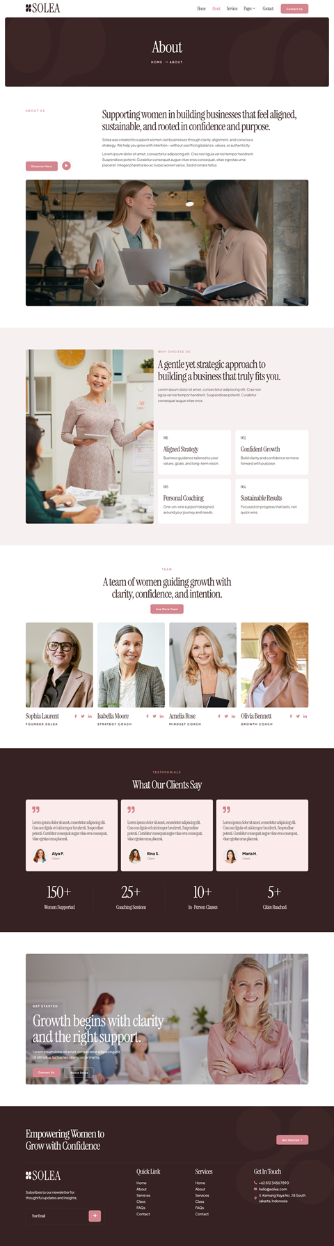 About — Solea - Feminime Business Coaching Elementor Template
