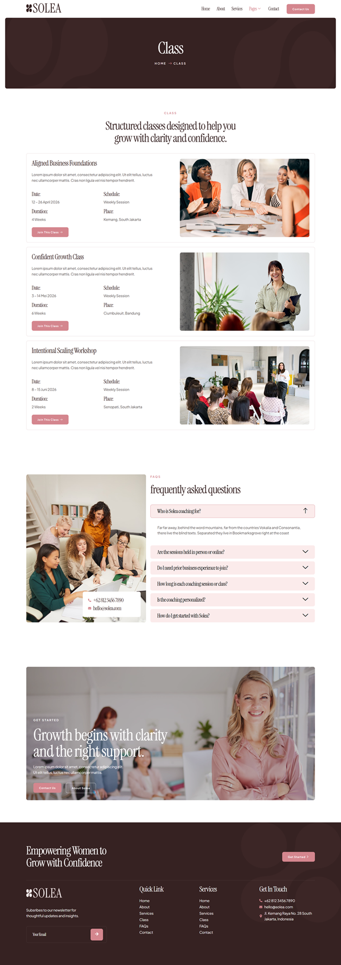Class — Solea - Feminime Business Coaching Elementor Template