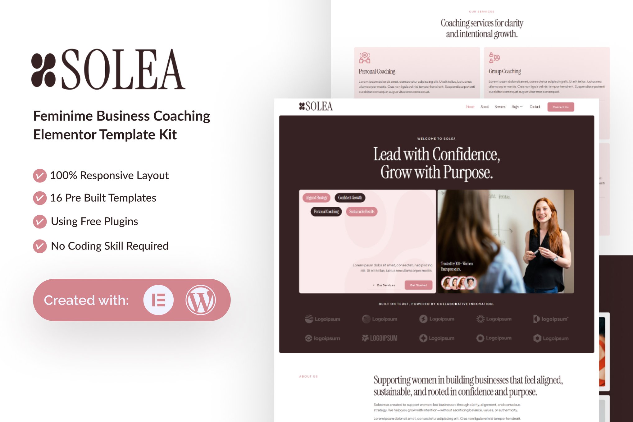 Solea - Feminime Business Coaching Elementor Template — Elementor template kit cover