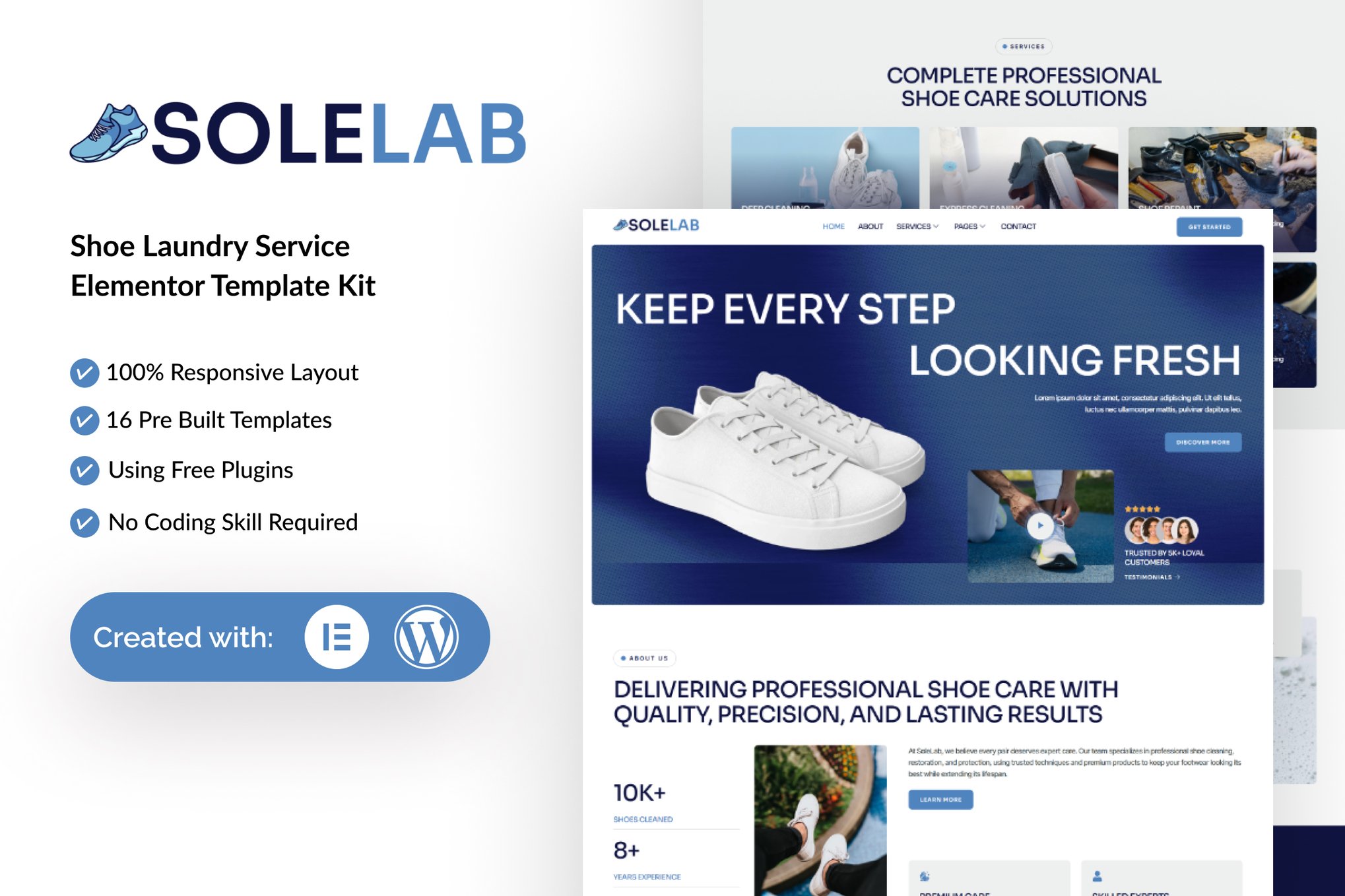 Solelab - Shoe Laundry Service Elementor Template — Elementor template kit cover