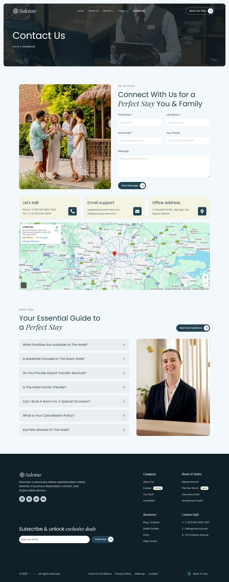 Contact Us — Solenne - Luxury Hotel & Resort Elementor Template