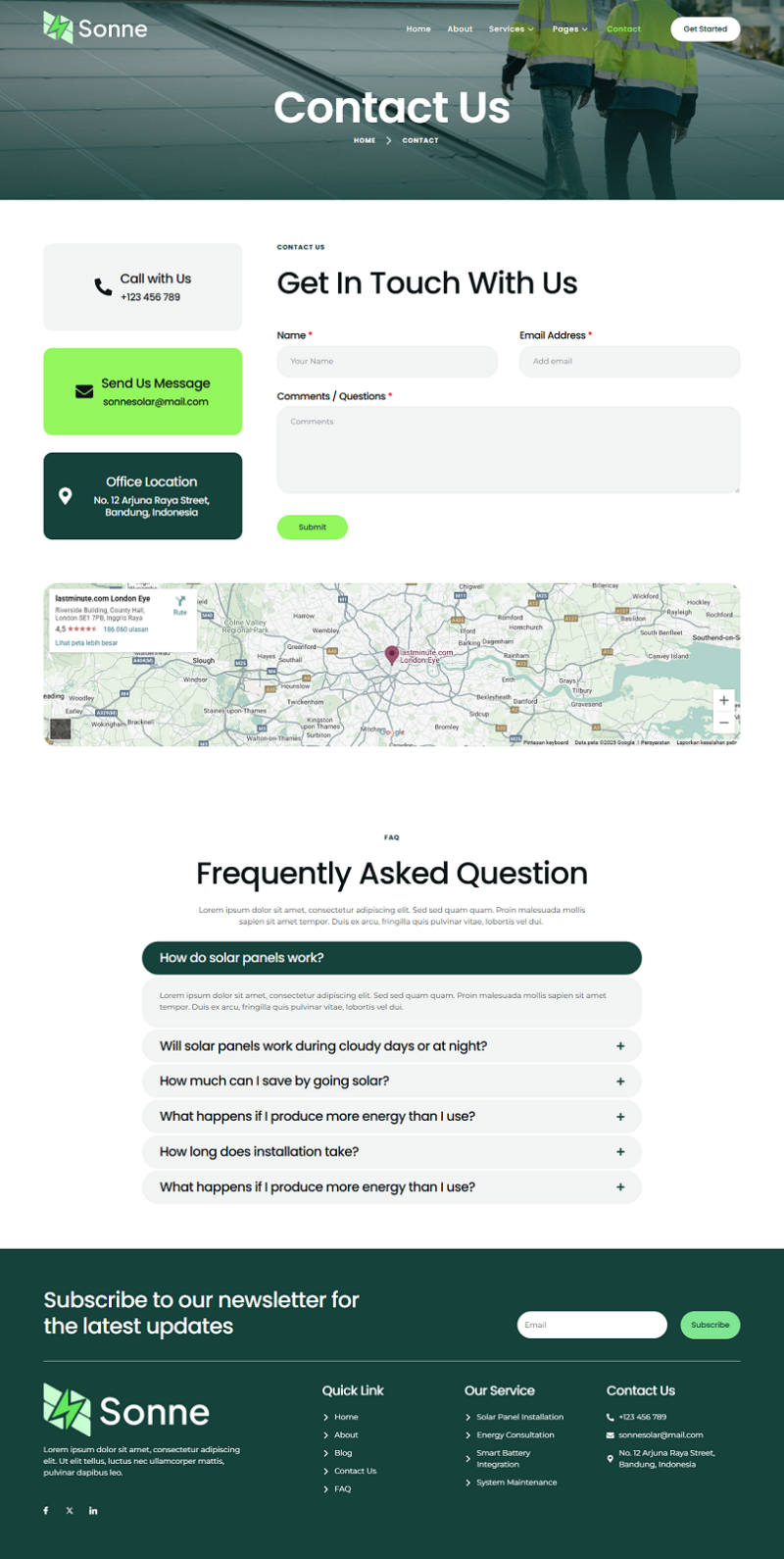 Contact — Sonne - Solar & Renewable Energy Elementor Template
