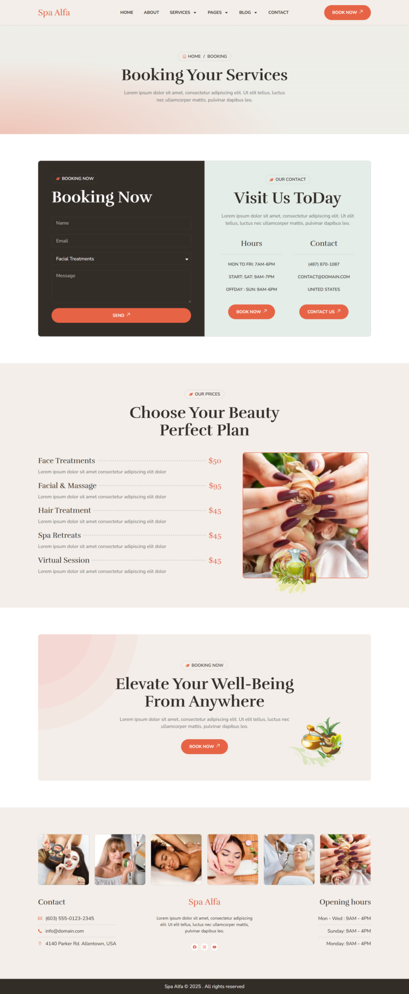 Booking — SpaAlfa - Beauty Salon & Spa Elementor Pro Elementor Template
