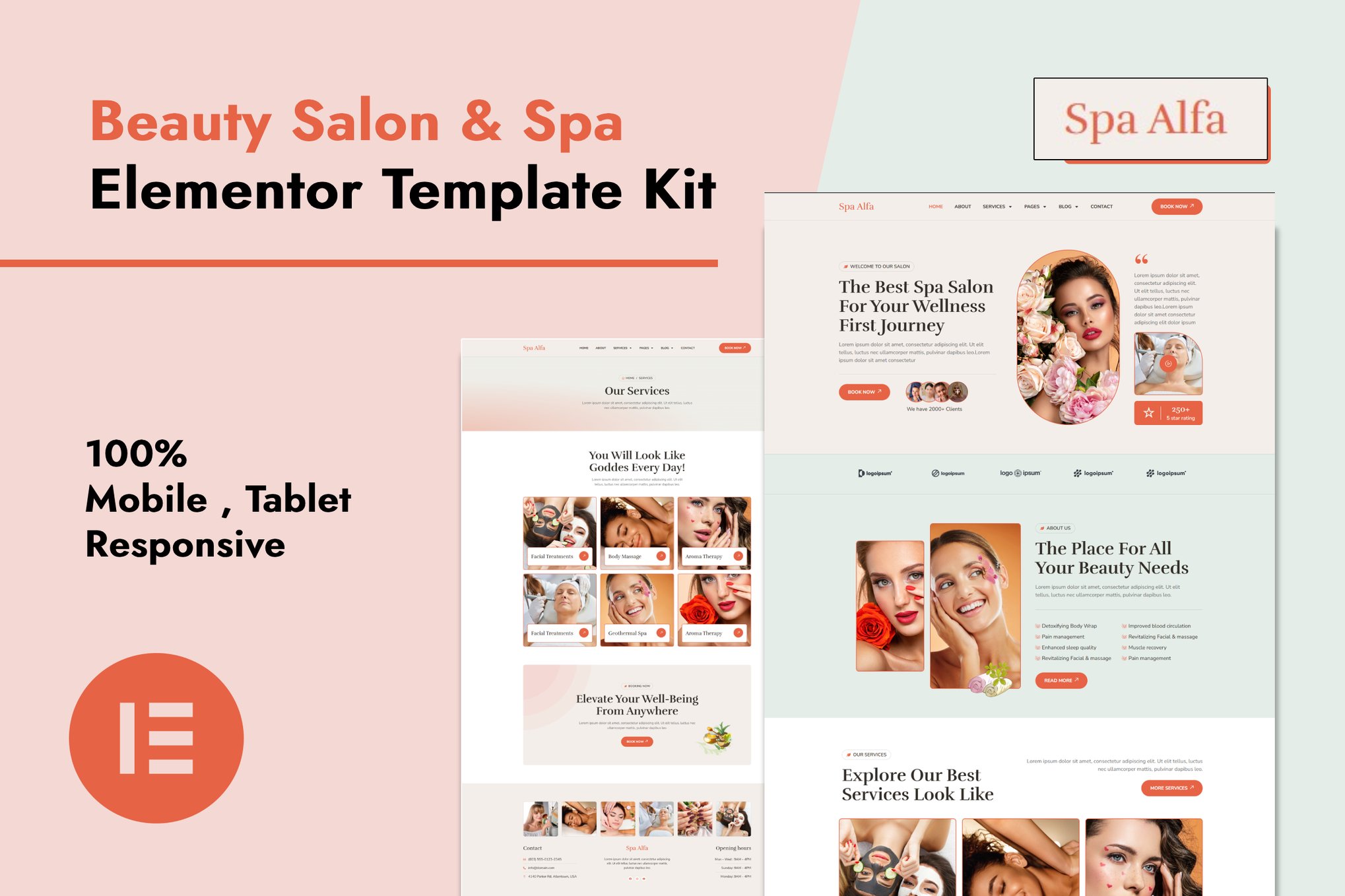 SpaAlfa - Beauty Salon & Spa Elementor Pro Elementor Template — Elementor template kit cover