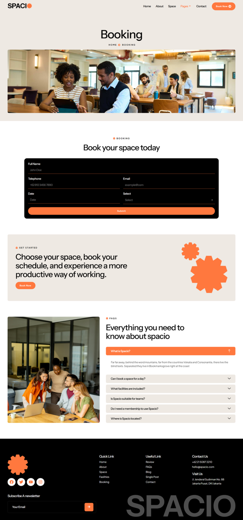 Booking — Spacio - Coworking Space & Creative Hub Elementor Template