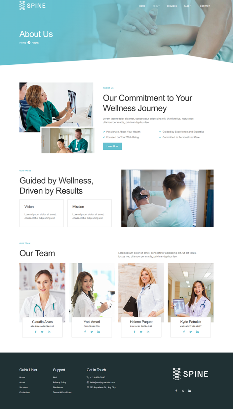 About — Spine - Chiropractic & Physiotherapy Elementor Template