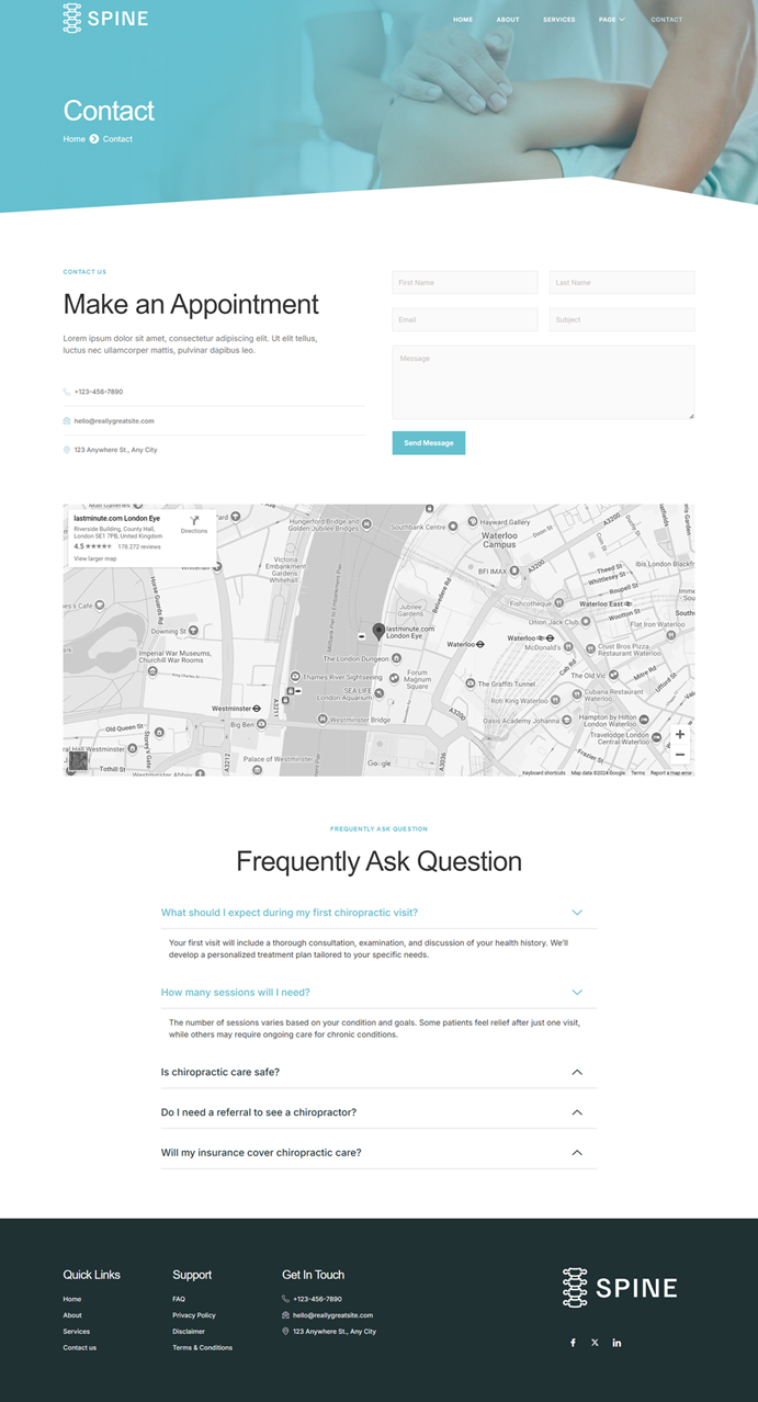 Contact — Spine - Chiropractic & Physiotherapy Elementor Template
