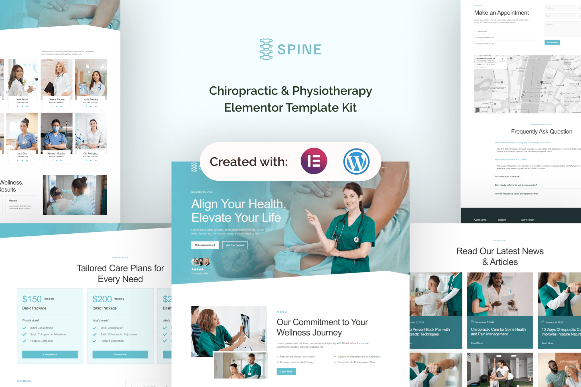 Spine - Chiropractic & Physiotherapy Elementor Template — Elementor template kit cover