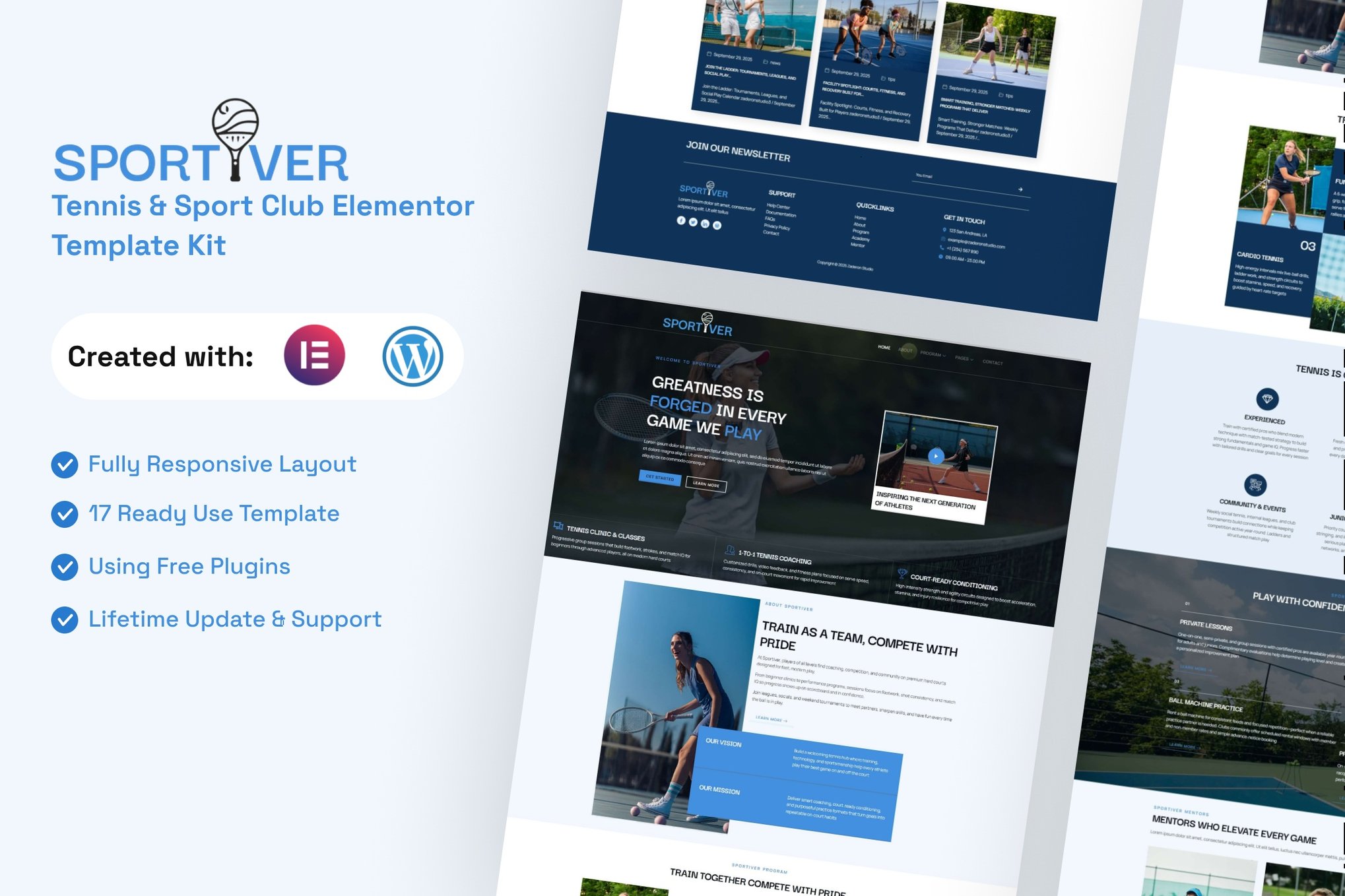 Sportiver - Tennis & Sport Club Elementor Template — Elementor template kit cover