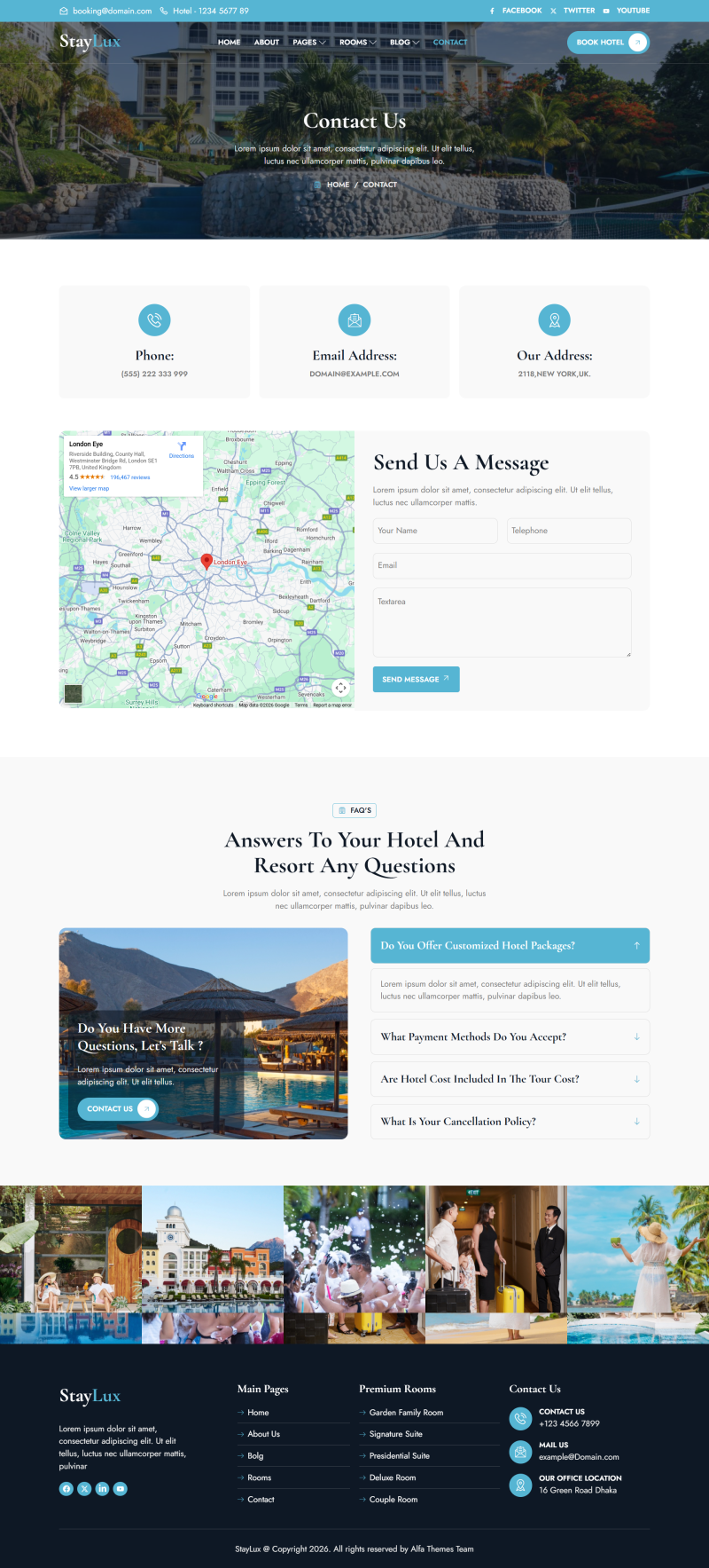 Contact — StayLux - Luxury Hotel & Resort Elementor Template